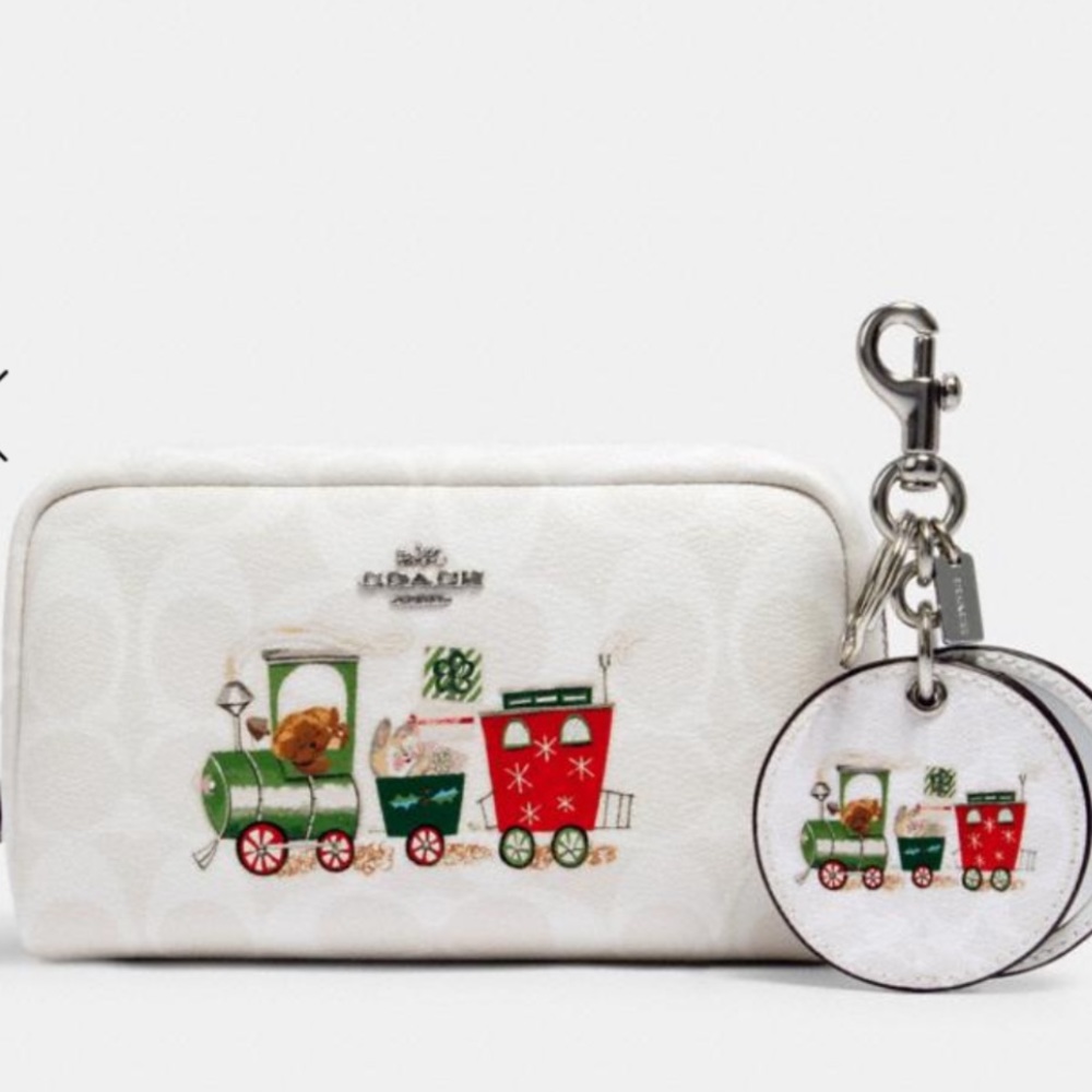 NWT COACH Boxy Cosmetic Case & mirror bag charm - Picture 2 of 2